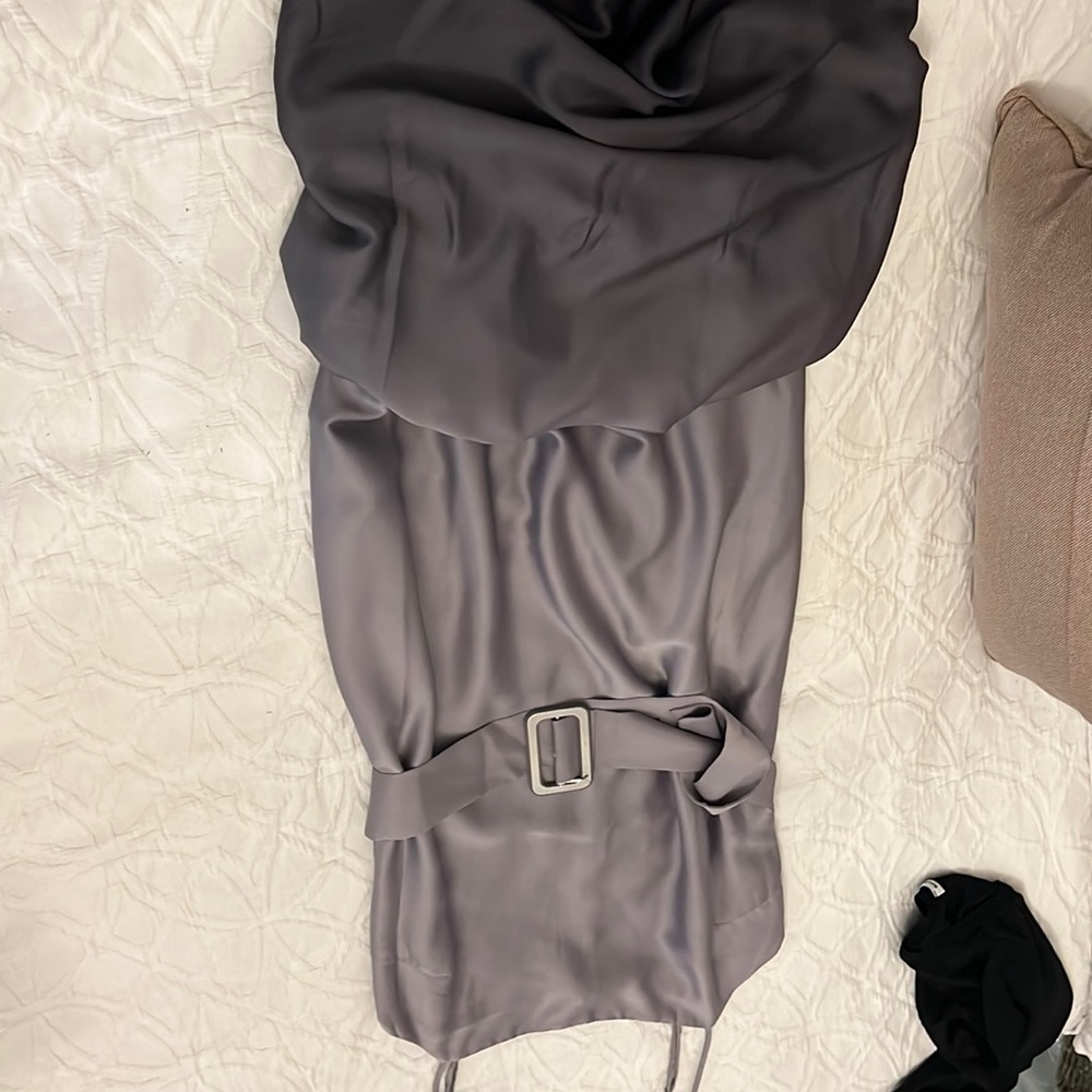 Floor length silver/grey dress